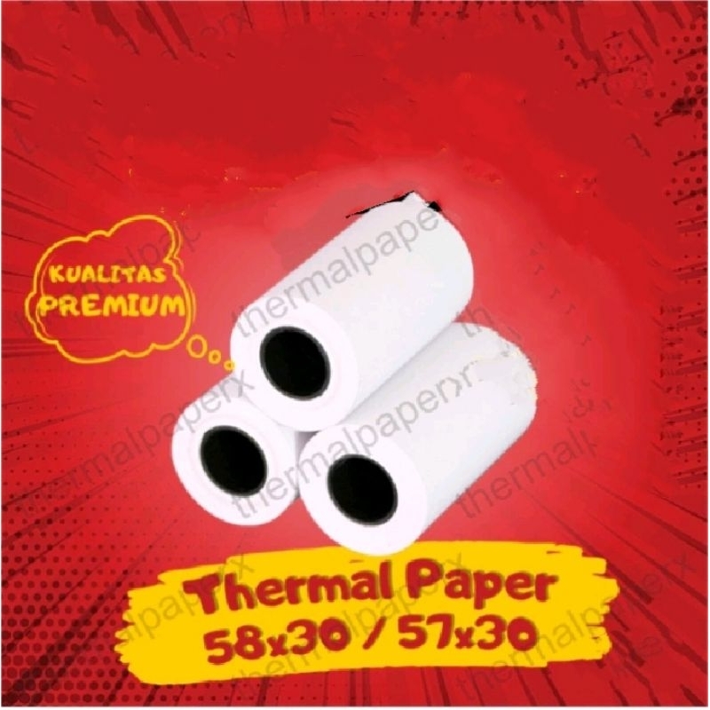 

kertas struk thermall 57x30/58x30 paper roll edc mini printer bluetooth