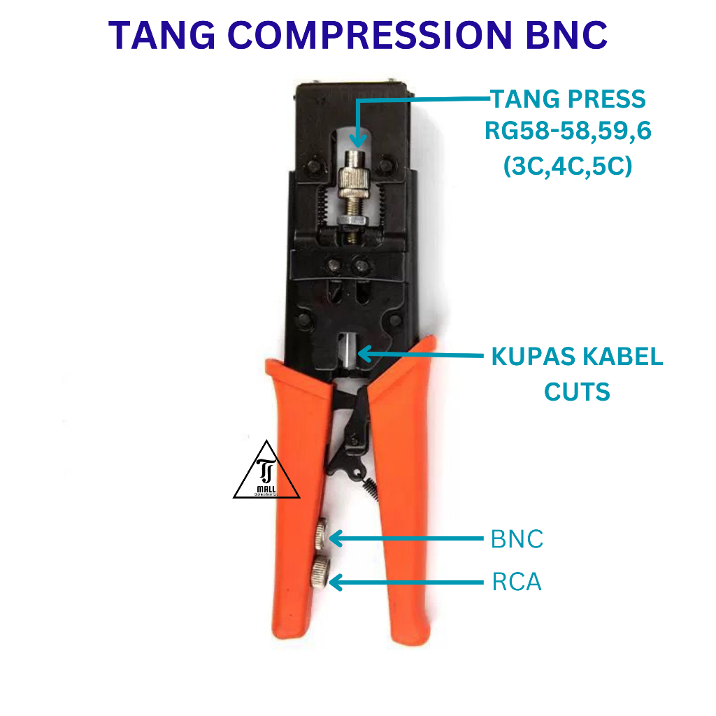 TANG COMPRESSION F ,BNC,RCA,RG58 3C,RG59 4C,RG6 5C For Waterproof Konektor Tang press bnc