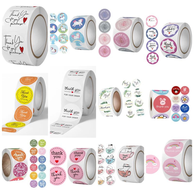 

Stiker thank you gulung isi +- 500 pcs diameter 2,5 cm