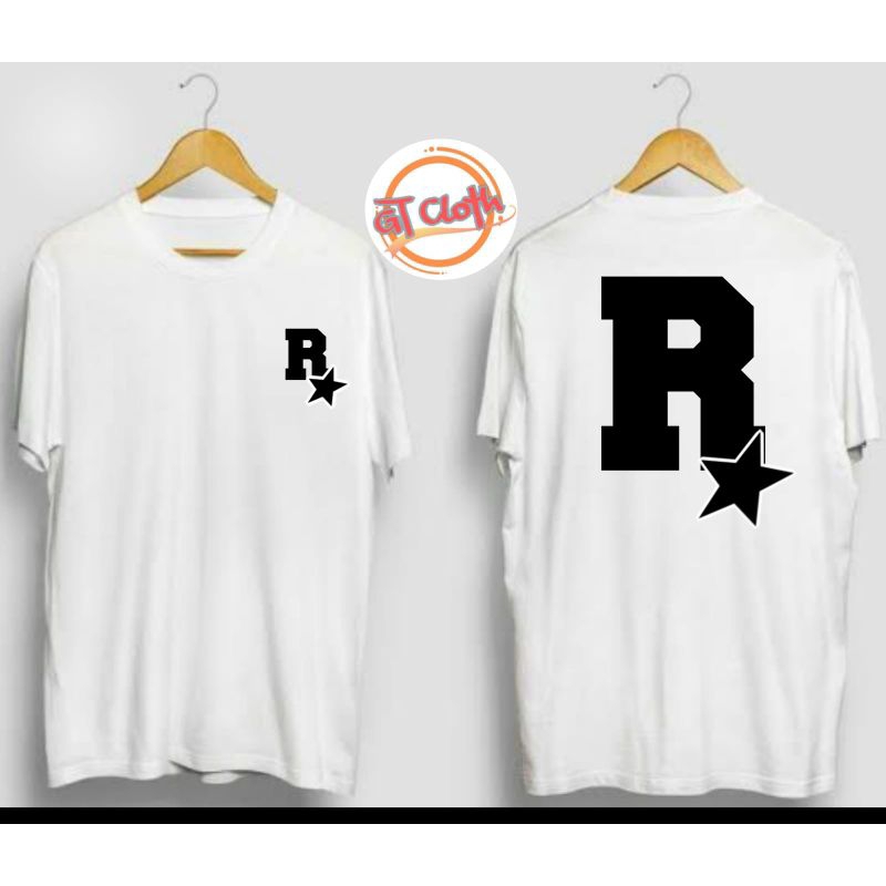 T-SHIRT KAOS DISTRO INISIAL HURUF R / LOGO START