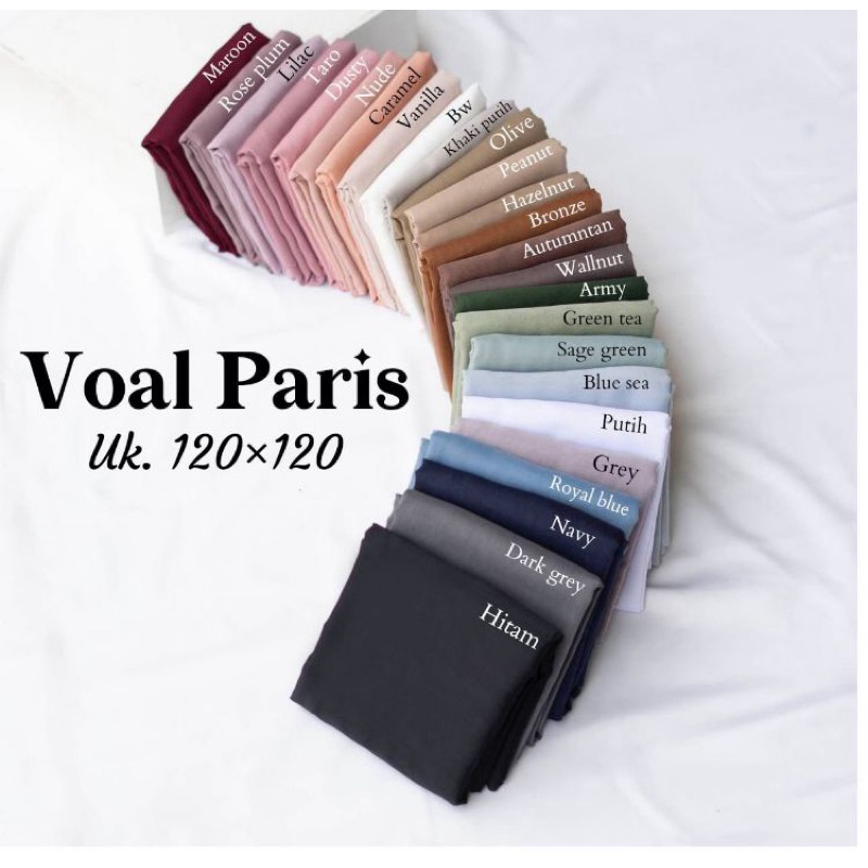 {LASERCUT} VOAL PARIS PREMIUM LEBAR 120x120cm HIJAB SEGIEMPAT POLOS PARIS DAILY HIJAB JILBAB