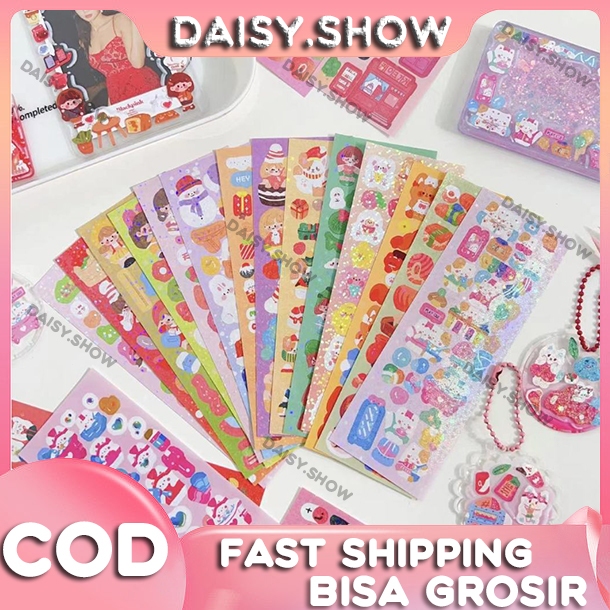 

100 Lembar Cute Stiker Colorful Cartoon Berbagai Kartun Shiny Stiker Set Mahasiswa Hias DIY Bahan Stiker