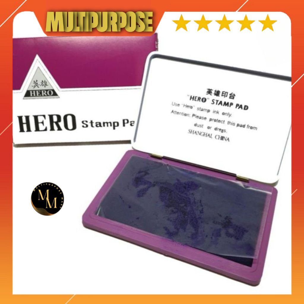 

STAMPEL / TEMPAT STAMPEL / BANTALAN / STAMP PAD / HERO + TINTA VIOLET 8,5x12 CM