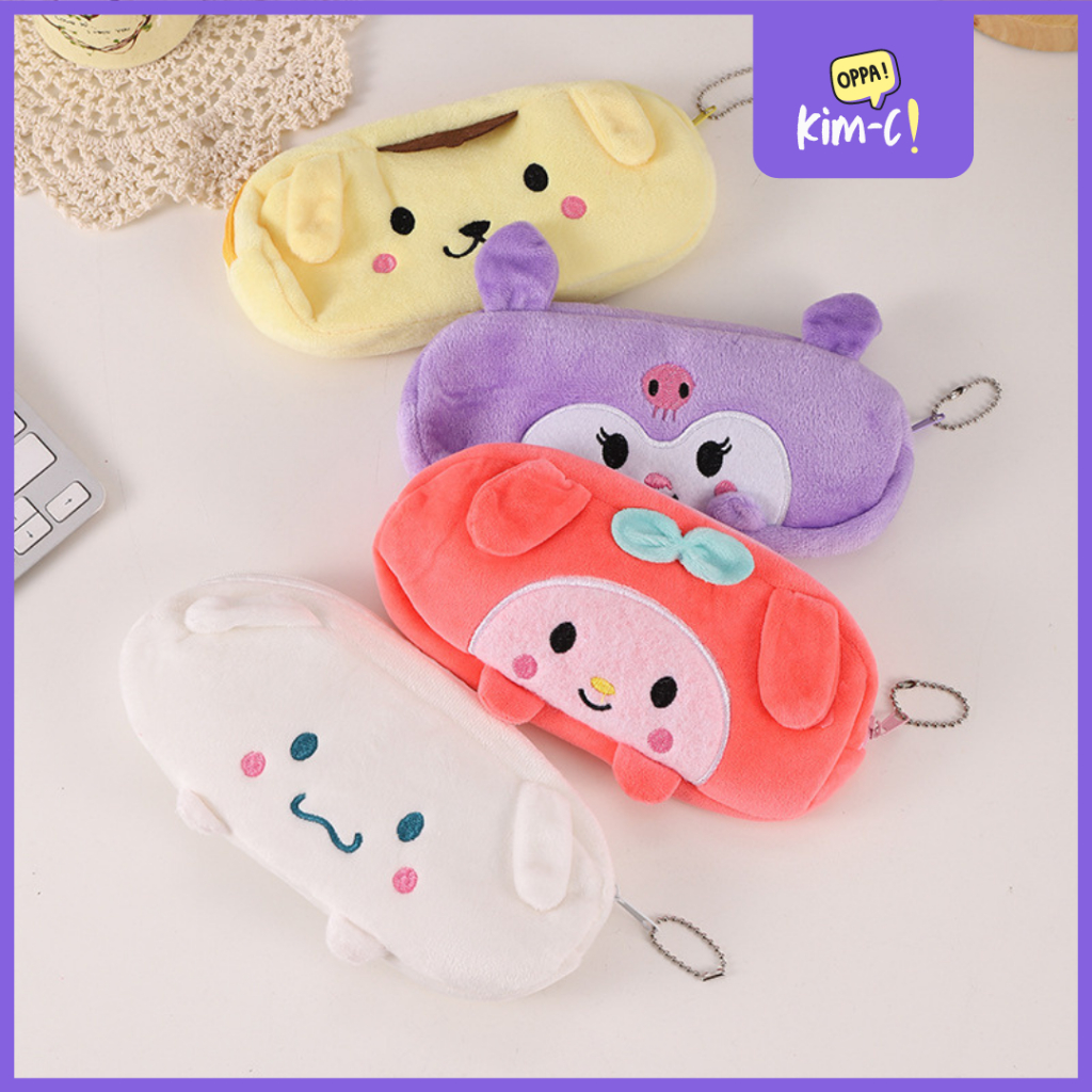

KimC - Kuromi Cute Pencil Case Bahan Halus Bulu Lembut Kotak Pensil Sekolah
