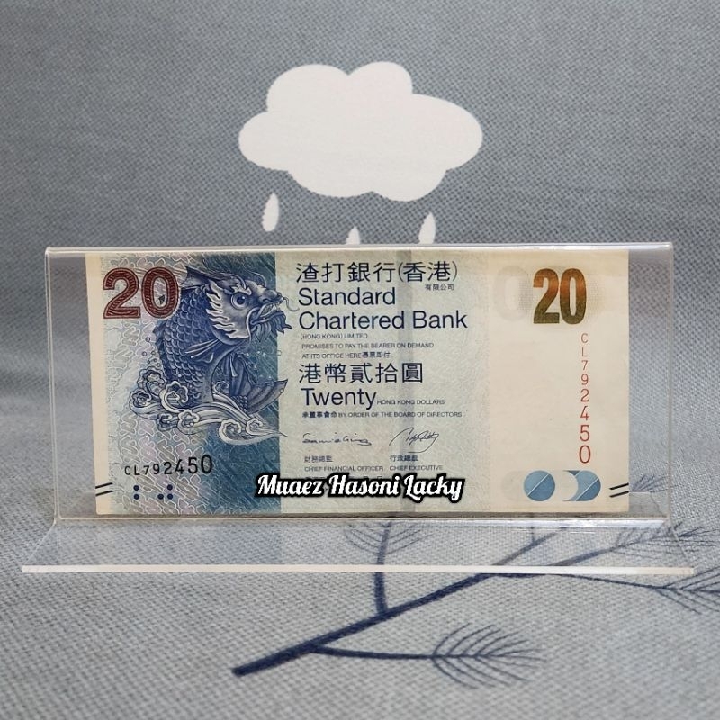 Akrilik Tempat Uang Pajangan Hiasan Hongkong 20 Dolar