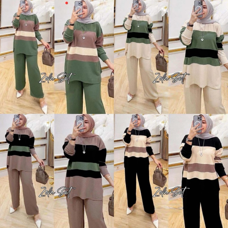 Setelan wanita jumbo Asmara set ori vinstore bahan kaos knit import LD120-140 celana pinggang karet