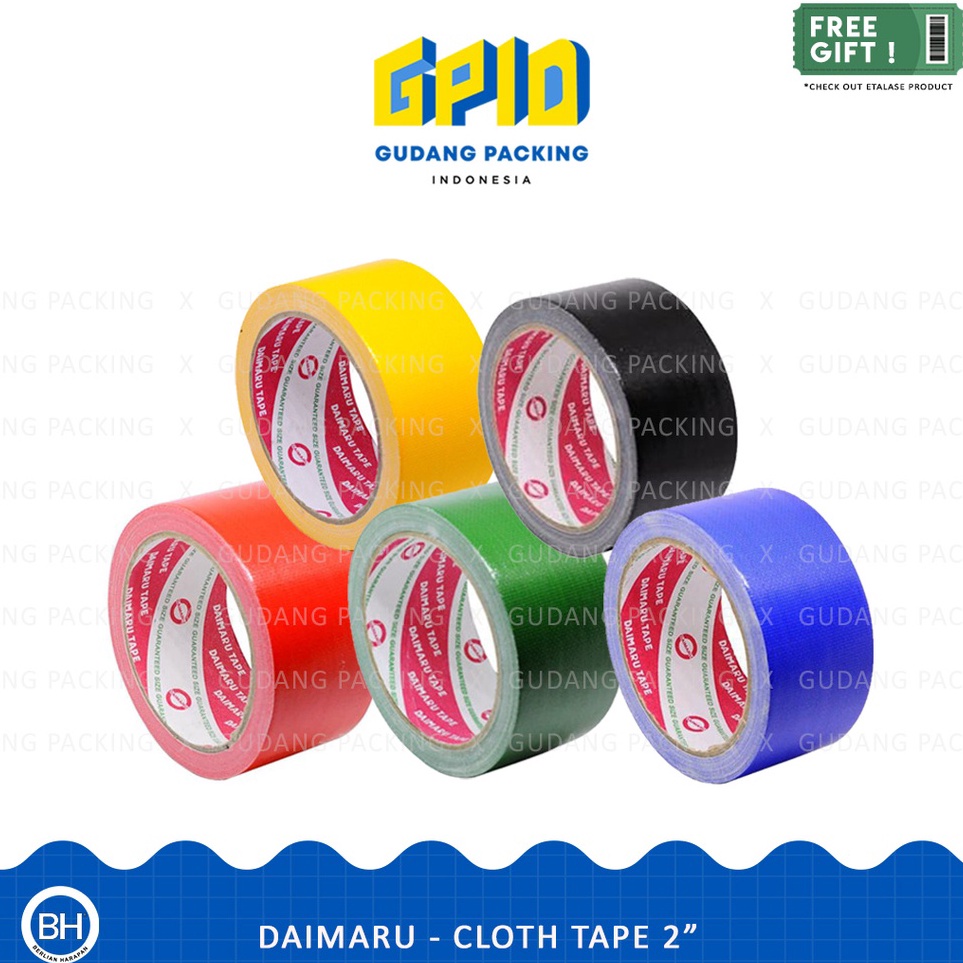 

Hadir Limited DAIMARU Lakban Kain Cloth Tape Hitam Warna 2 inch 48mm x 12 m