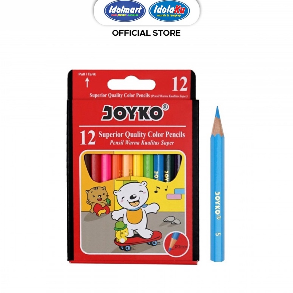 

Importir Resmi IDOLMART Pensil Warna Joyko Pendek 12 Warna