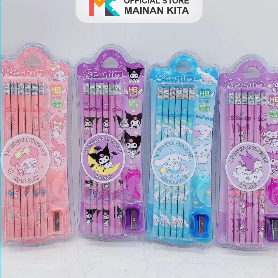 

Paling Menarik MK612 12 pcs Pensil Sanrio Anak dengan Serutan Alat Tulis
