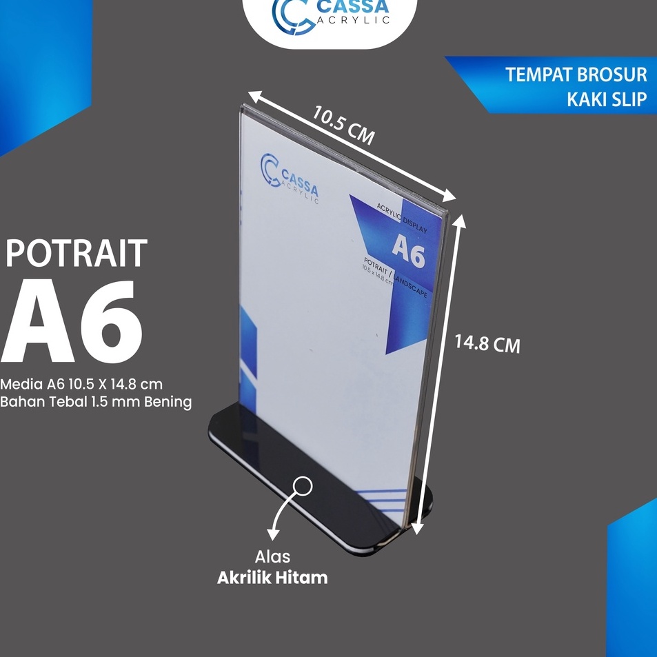 

Diskon sd 2 CASSAAKRILIK STANDING TEMPAT BROSUR A6 ALAS HITAM TENT HOLDER TENT CARD ACRYLIC VERTIKAL