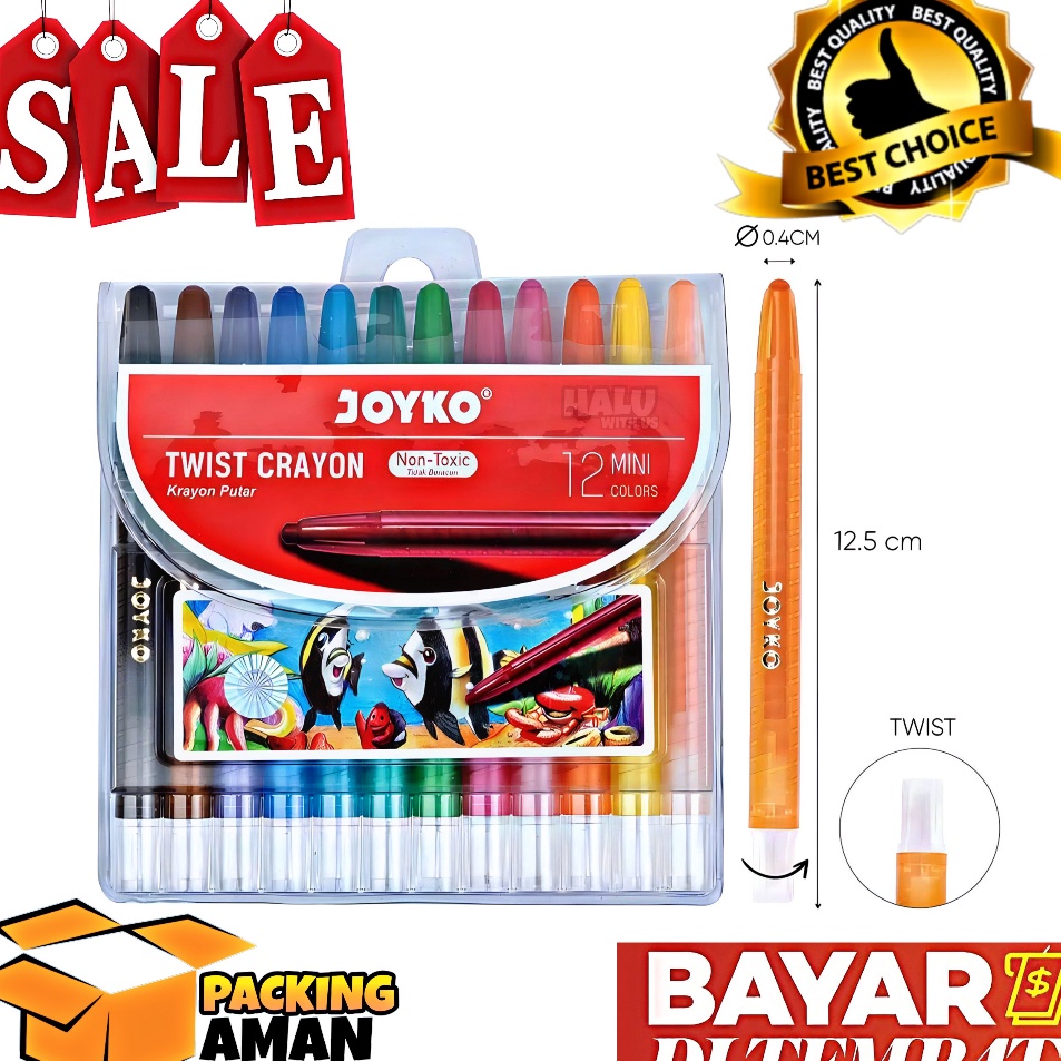 

Super Laris Manis BISA COD PROMO 1 Set 12 Warna Krayon Putar Mini Twist Crayon Joyko TWCR Alat Mewarnai