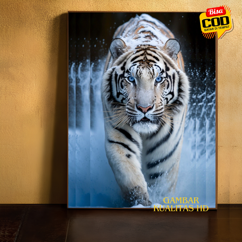 Poster Macan Putih Hiasan Dinding Aesthetic Bahan MDf Gb25