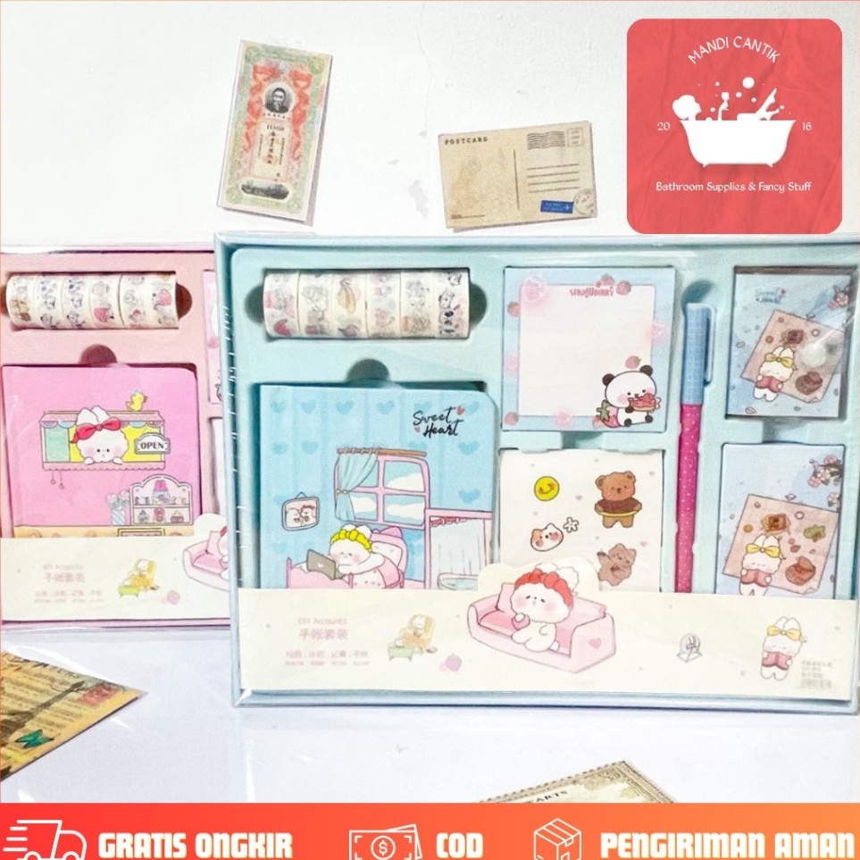

Kejutan Terbesar Paket jurnal 7 in 1 Free hardbox kelinci putih pink kertas terbagus bagus lucu imut