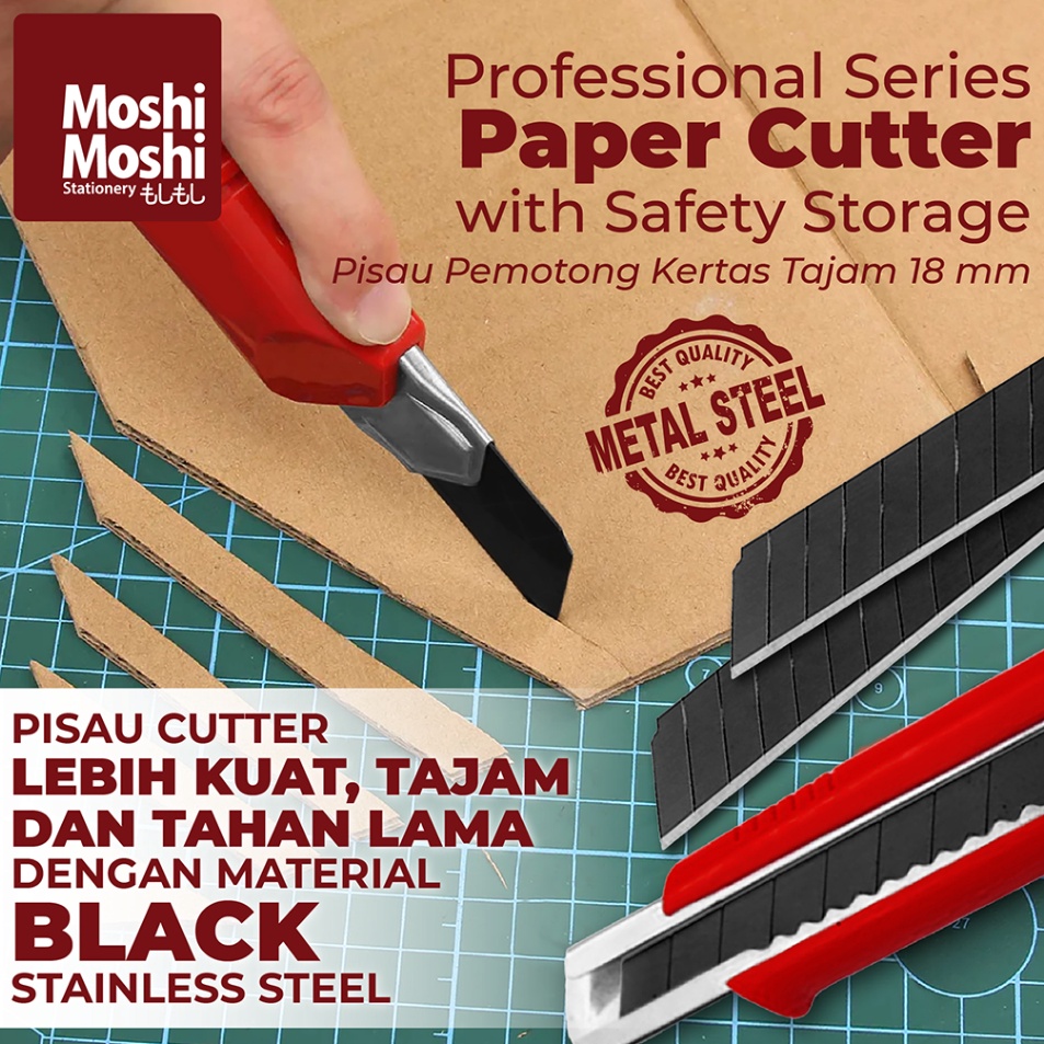 

Super Feedback Paper Cutter Moshi Storage Pisau Kertas Tajam Alat Tulis Kantor 18mm