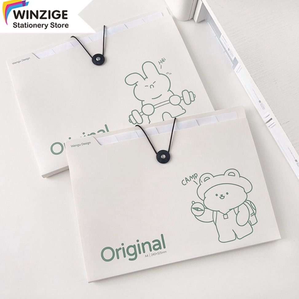 

Winzige Tas File A4 8 Sekat Indeks Bahan Lucu Document Bag A4 Cute File Folder Organizer ART A7L4