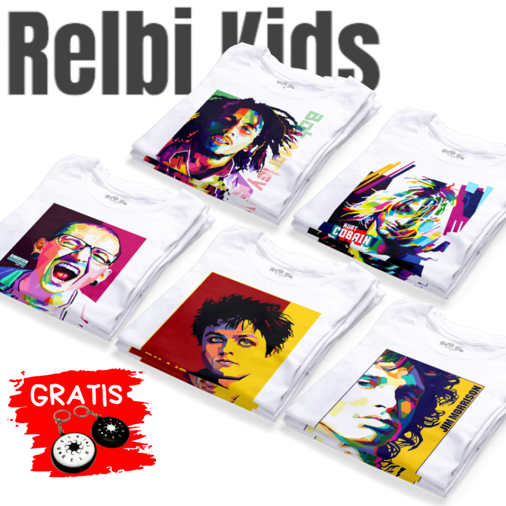 Relbi Kids Baju Band Anak Kaos Musik Anak Laki Laki Rock Metal