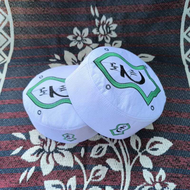 Peci terompah Putih Hijau peci malaysia original abdul Karim peci malaysia terompah peci malaysia mo