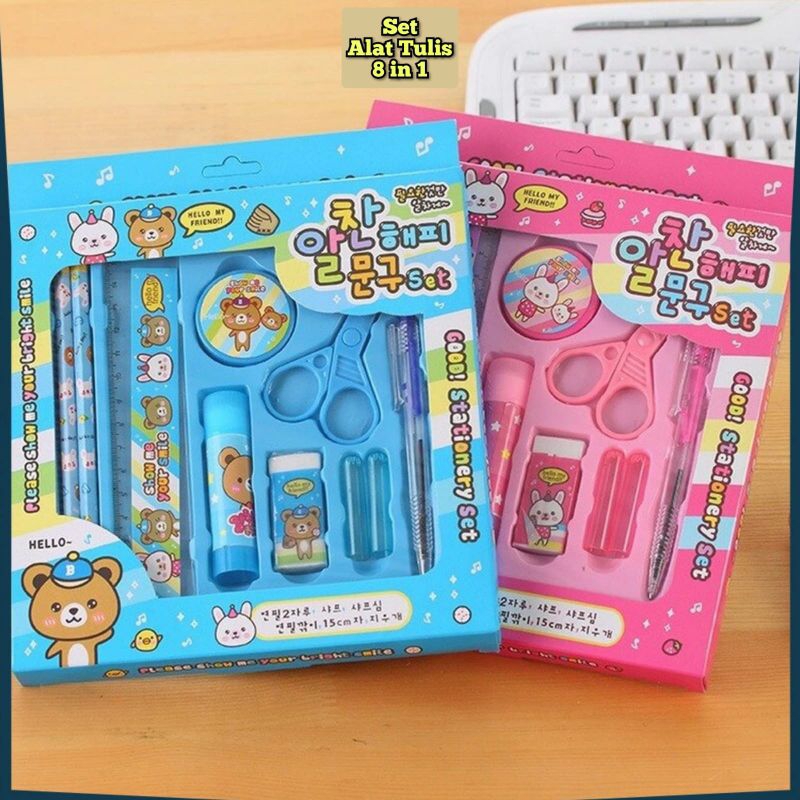 

Set Alat Tulis 8 in 1 - Hadiah Kado Perlengkapan Sekolah Anak Laki Perempuan