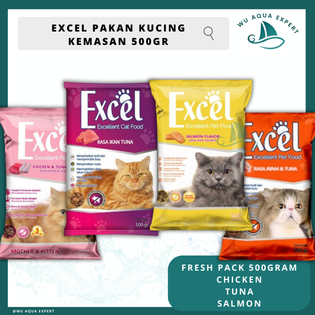 EXCEL CAT FOOD 500gram Freshpack Pakan Kucing Kering Dry Food Japfa murah bentuk ikan tuna Makanan C