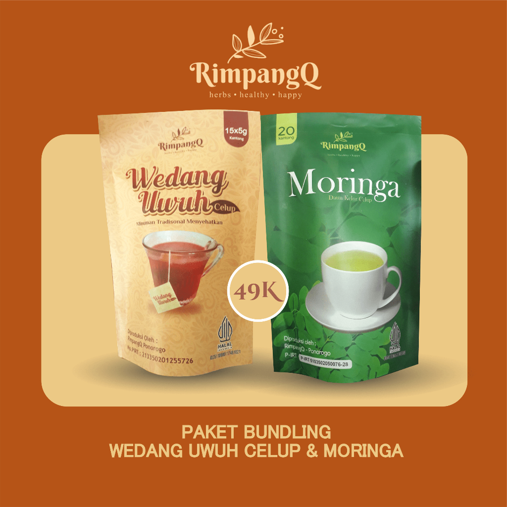 

RIMPANG Q [ Paket Wedang Uwuh Celup+Moringa Daun Kelor Celup ] Original Halal