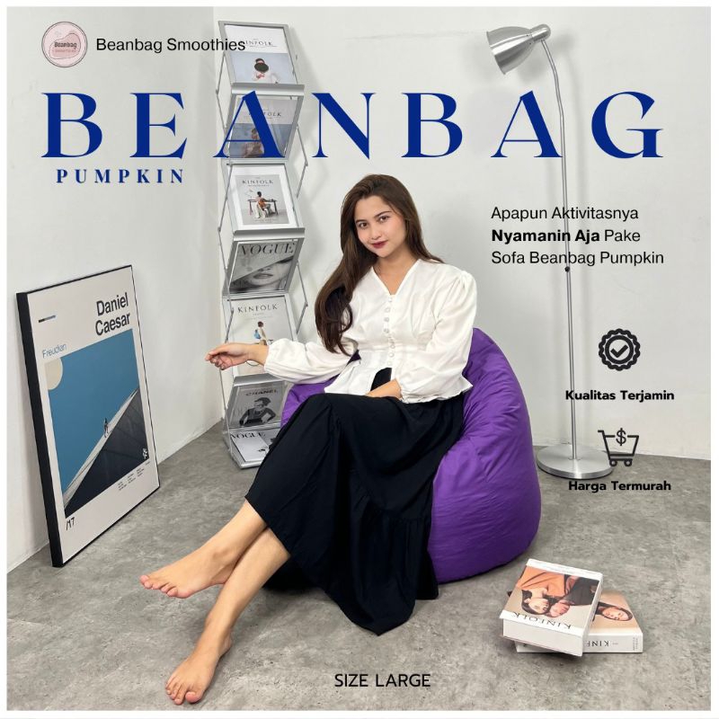 Bean bag Pumkpin plus isi WATERPROOF kain Kuat Polyester import - Size Dewasa Sofa Nyaman