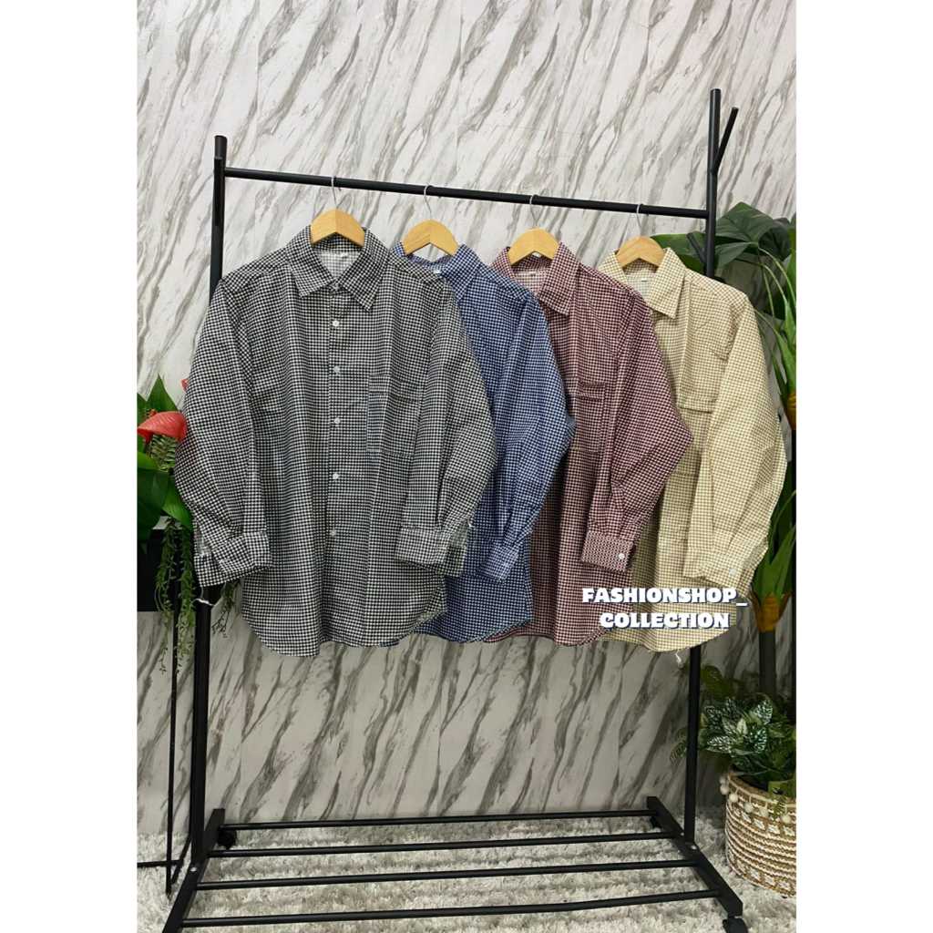 Kemeja Una Top Katun Kotak Wanita | Kemeja Wanita