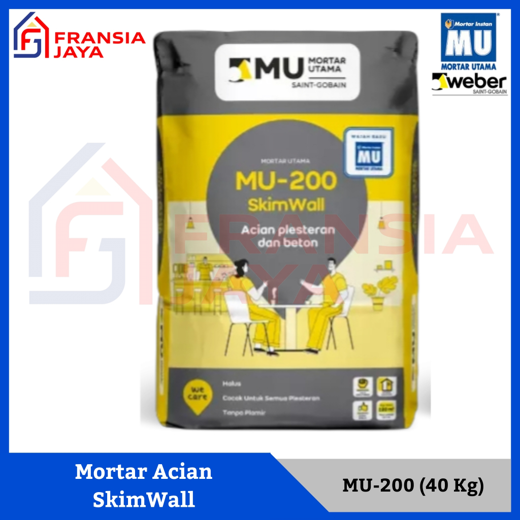 MU 200 | MU200 Mortar Acian Plesteran dan Beton 40kg | Mortar Utama