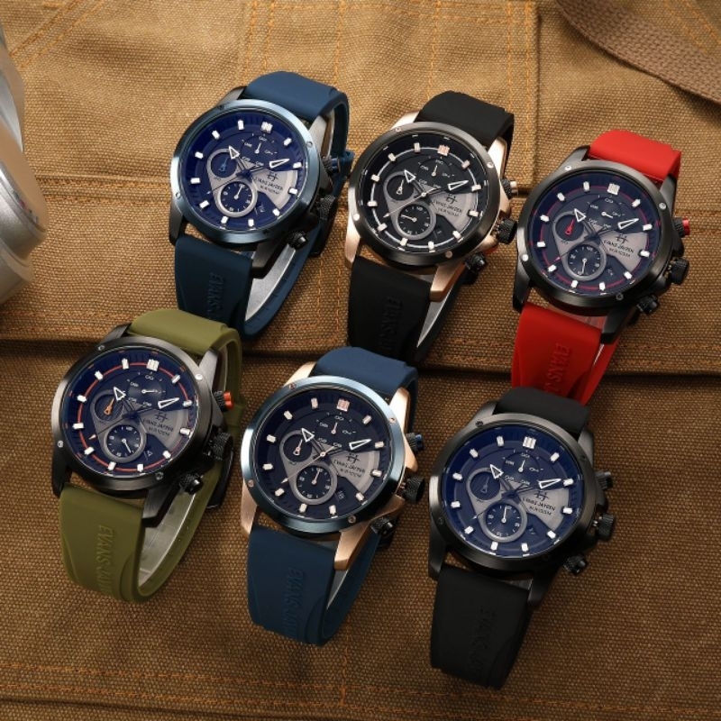 Evans Jayden 9589 Jam tangan Pria Analog Stainless steel kaca Sapphire original