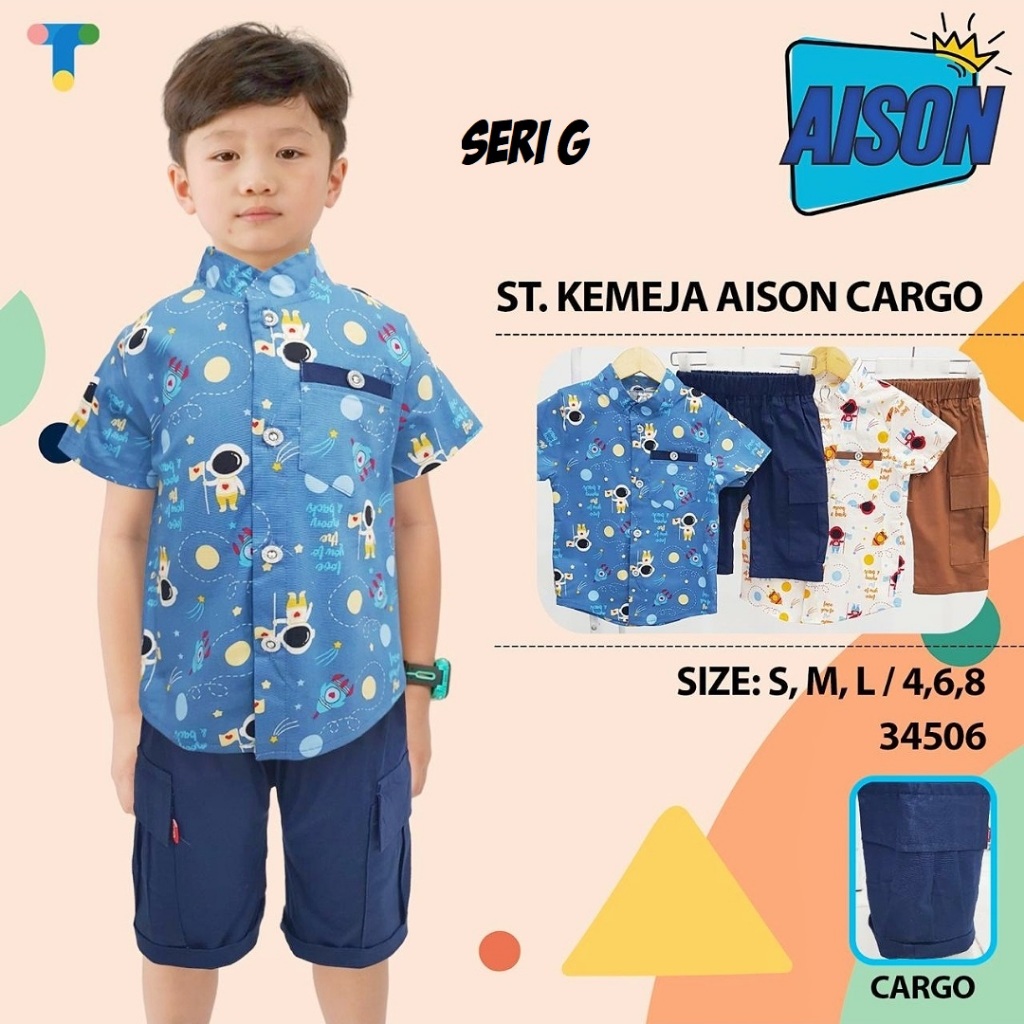 HEM ANAK LAKI-LAKI / SETELAN KEMEJA ANAK COWOK 1-3 TH AISON MOTIF