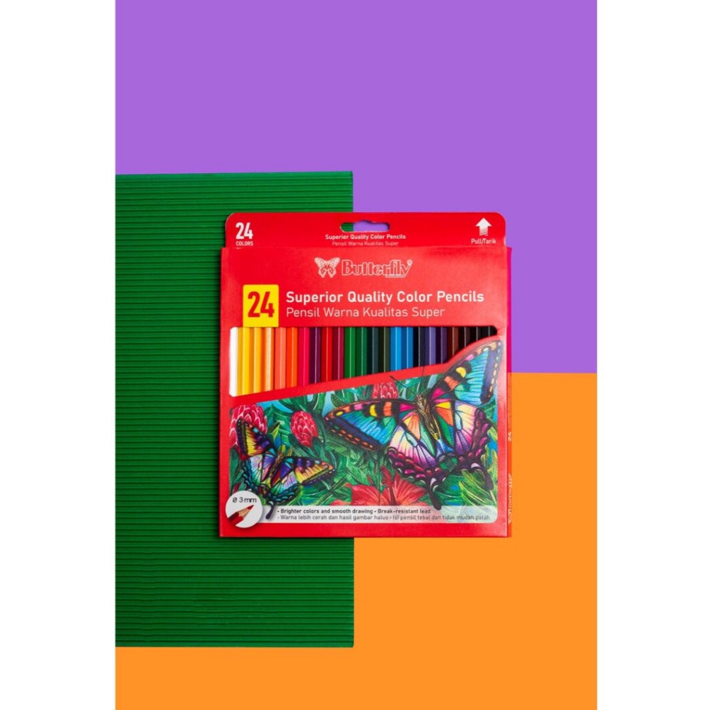 

KODE E66L Butterfly Pensil Warna 24 Warna
