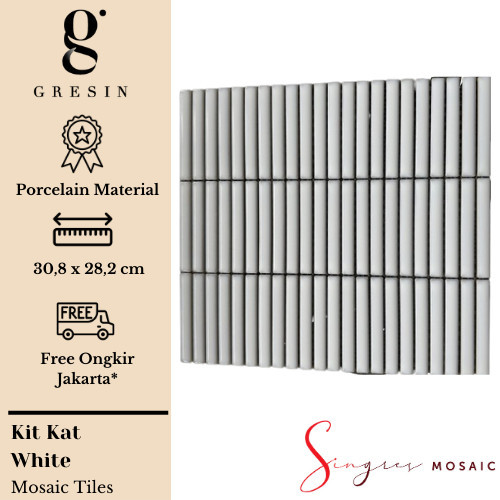 White Kitkat Singres Mosaic Tiles | Mosaic Keramik