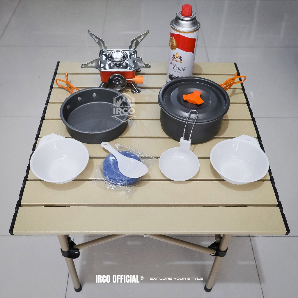 OFFICIAL IRCO Paket Alat Masak Camping Cooking Set Sy 200 Kompor Kotak - Nesting Gunung Plus Kompor
