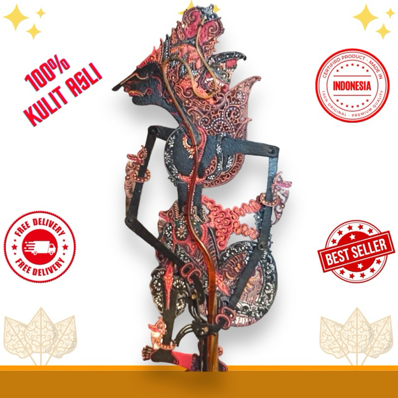 Wayang Kulit Alusan Jogja Kresna/Krisna Super Halus Gapit Sungu Motif Batik Unik