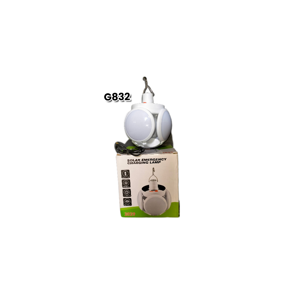 G832 ORIGINAL LAMPU SOLAR  CAS EMERGENCY LAMP BOLA GANTUNG LIPAT LED CHARGER TENAGA MATAHARI OTOMATI
