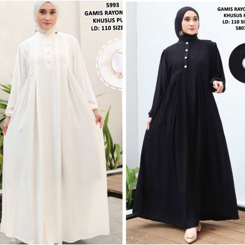 Dress Gamis Katun Twill Premium Hitam Dan Putih