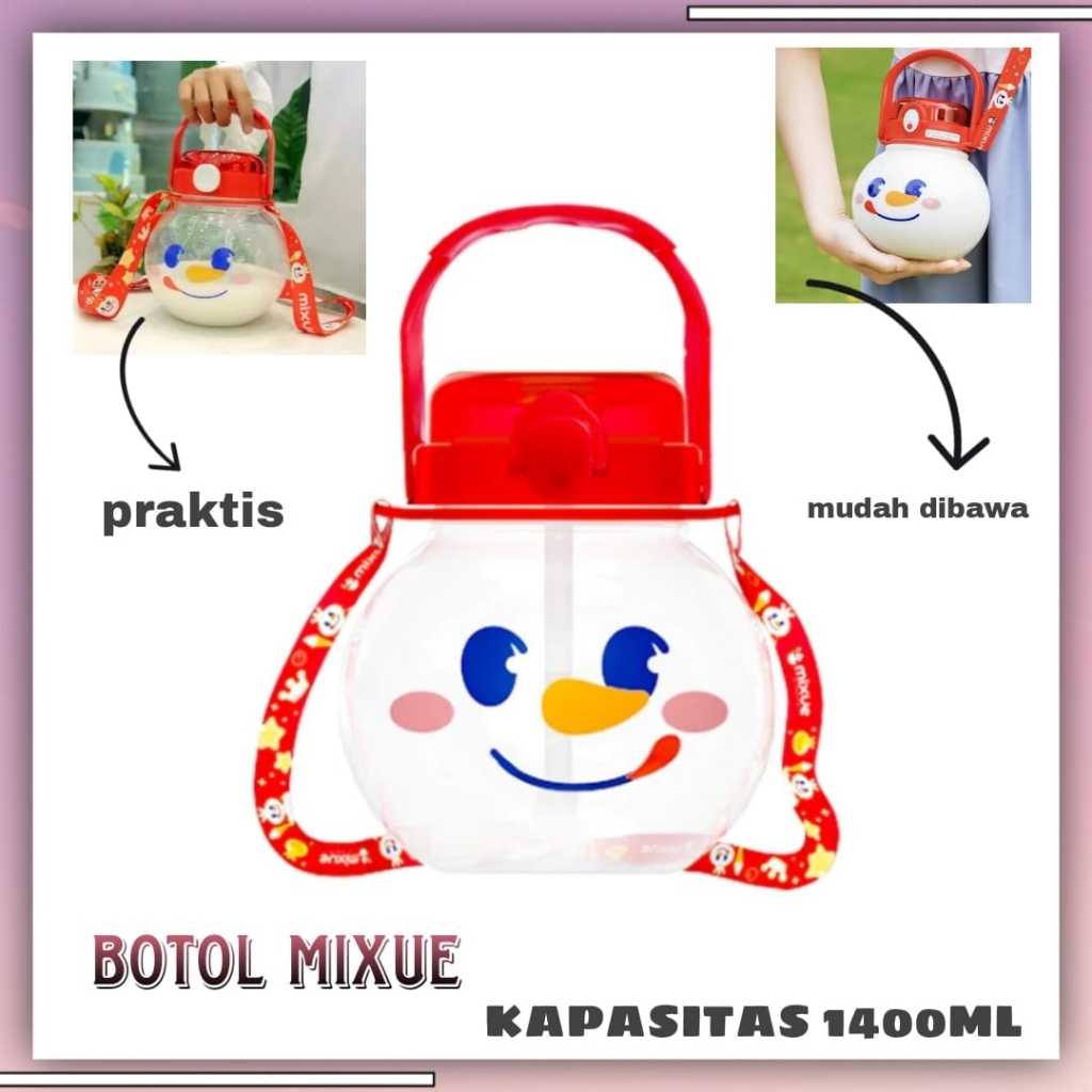 Botol Mixue Kapasitas 1400ML | Botol Minuman Mixue | Botol Minuman Anak | Botol Kepala Mixue