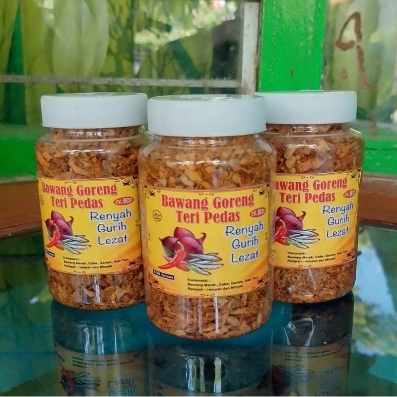 

Bawang goreng Teri pedas / goreng garem 100gr enak gurih