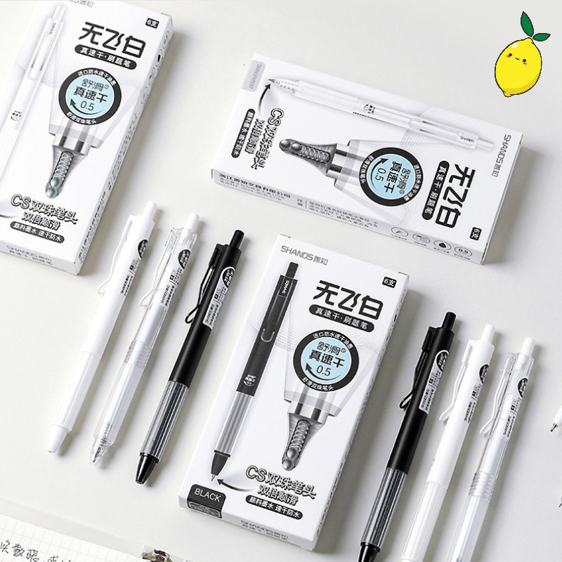

Pulpen Tinta Gel Hitam Double Bead Quick Dry Gel Pen Monochrome Body