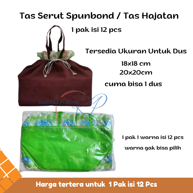 

12 pcs Tas Hajatan Kain Spundbond Serut Untuk Kotak Nasi 18x18 20x20 Goodie Bag Souvenir Kado
