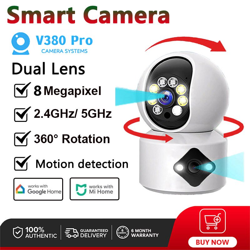 Dual Lens V380 PRO CCTV Camera to cellphone Full HD 1080P 8 million pixels Wireless WiFi two-way audio Night Vision Security Camera Surveillance
