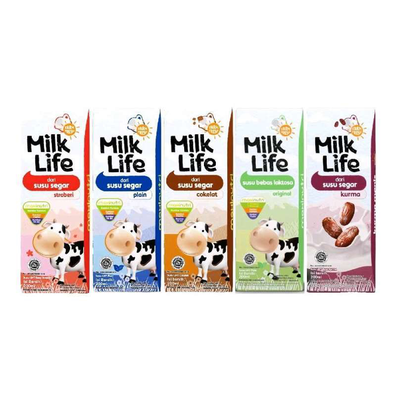 

Milk life susu UHT coklat / plain / strawberry 200 ml