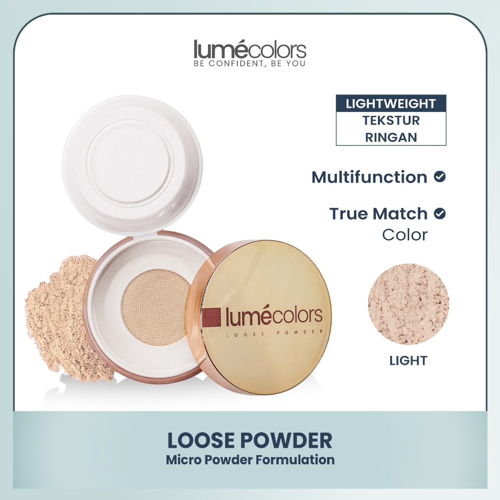 Lumecolors Loose Powder 8gr | Bedak Tabur Bertahan Hingga 16 Jam | Shade Light