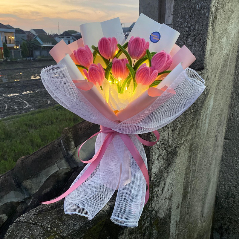 Tulip Bouquet with LED | Pipe Cleaner Flower | Bunga Kawat Bulu | Pipe Cleaner Bouquet I Buket Pipe 