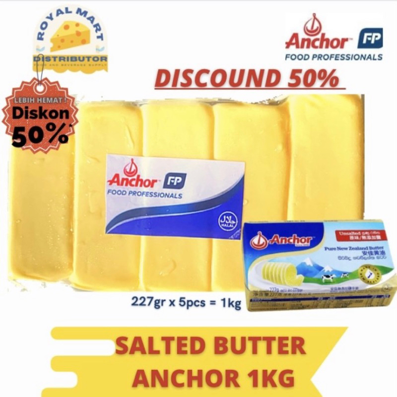 

Promo! Salted Butter Anchor Pure 1KG Salted Butter Anchor original kemasan 1kg Butter Salted anchor.