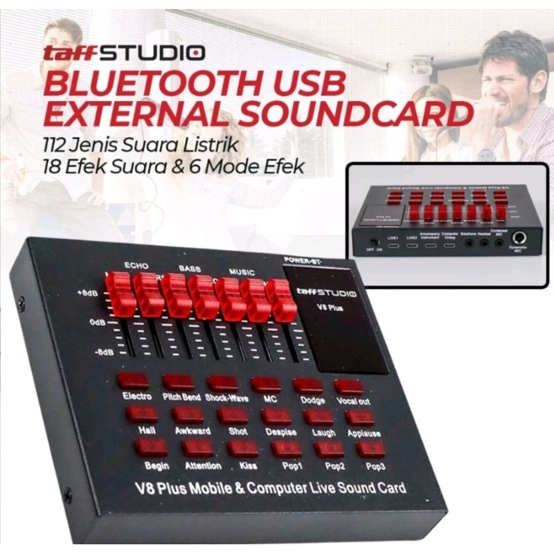 TAFFSTUDIO USB External Soundcard V8 V8S V8 PLus V8 PRO Live Broadcast Bluetooth - Sound Card V8 V8U