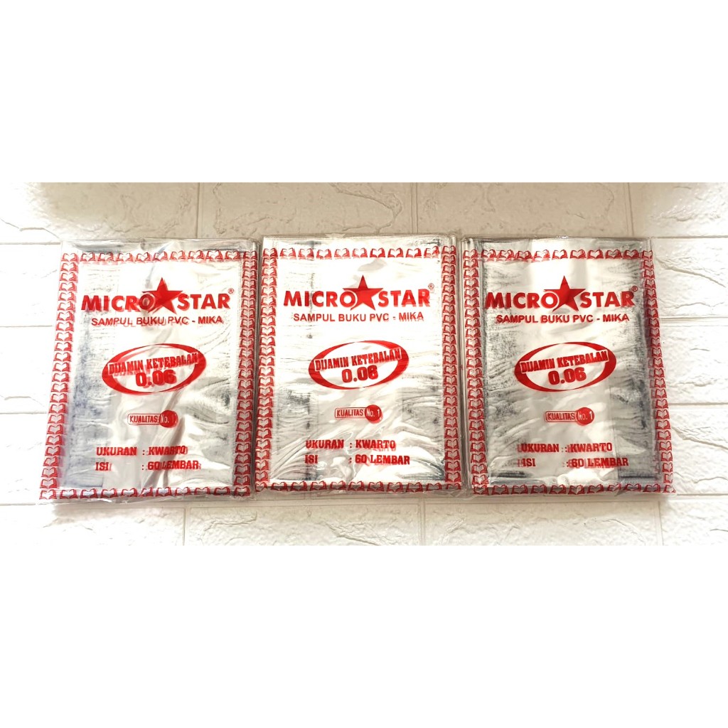 

Sampul Plastik Mika PVC Microstar Ukuran Kwarto ( isi 10 Lembar ) Kwarto Sidu 38 58