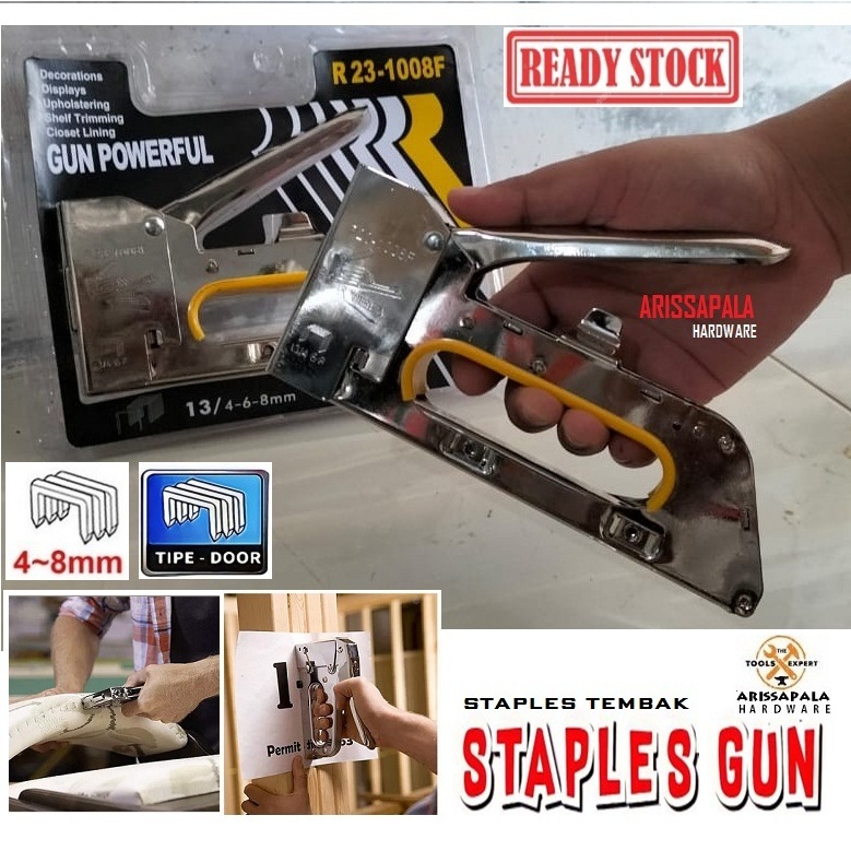 

Staples Gun Steples Tembak Jok Motor Kulit Sofa Wall Dekor Gun Tacker Stapler 4-8mm