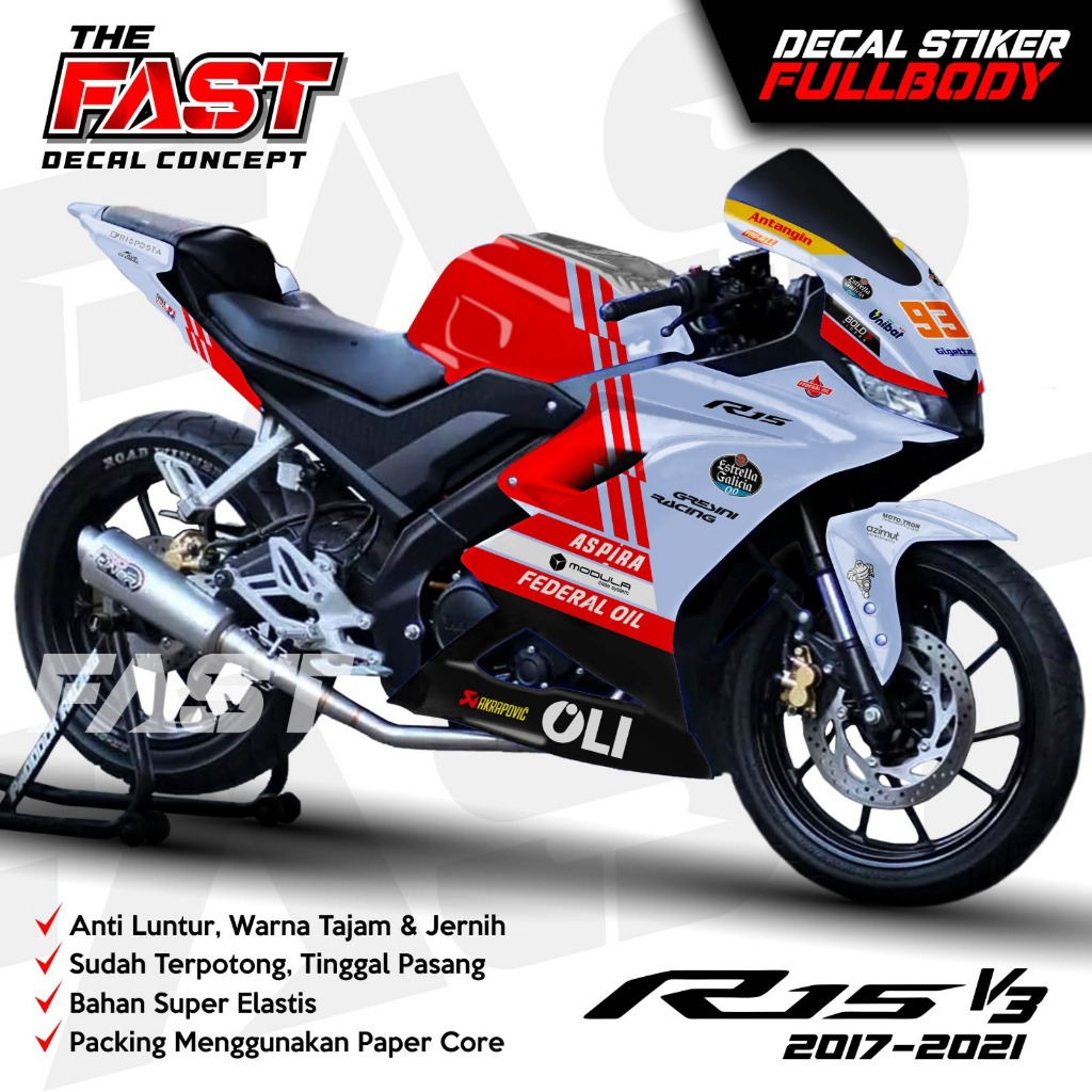 BISA COD Decal Stiker R15 v3 Fullbody Stiker R15 Dekal Stiker R15v3 Decal Variasi Yamaha R15v3 Strip