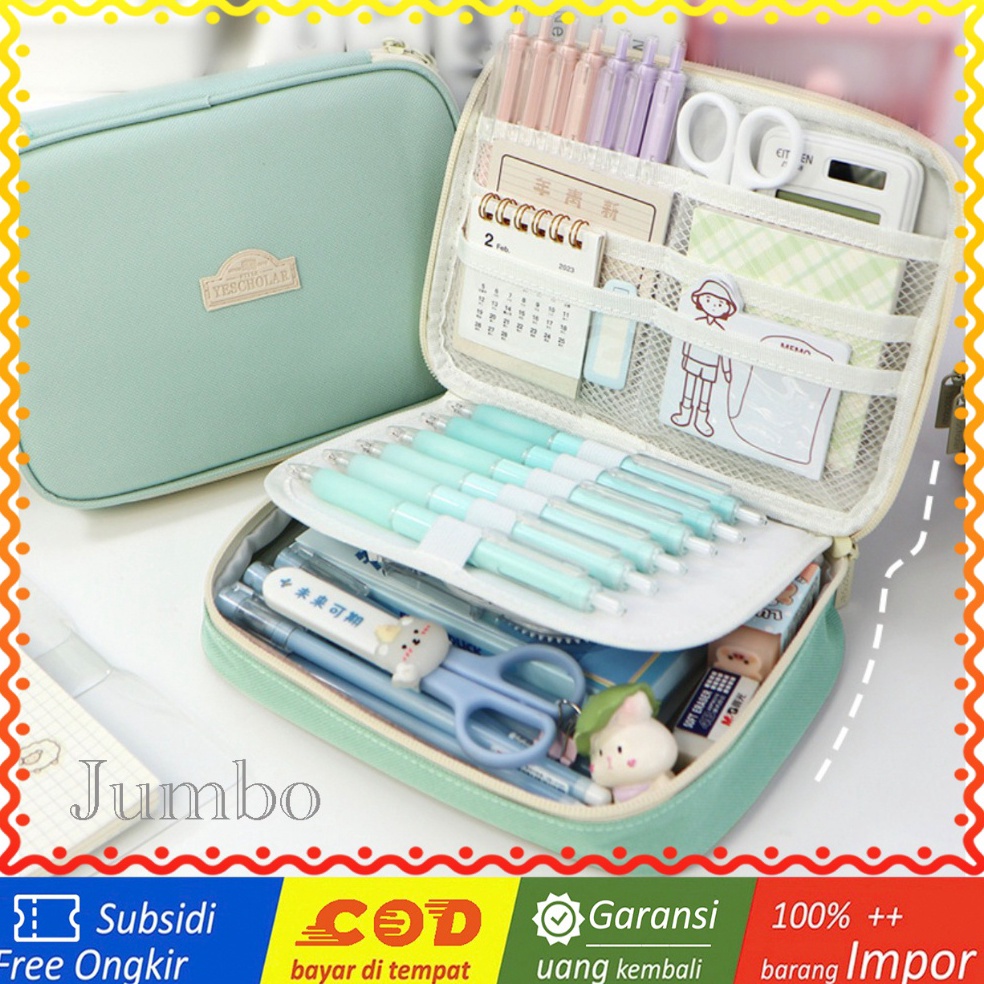 

KODE S26N TXS26 Pen Pencil Case Kotak Tempat Pensil JUMBO YeScholar Macaron Color MKT