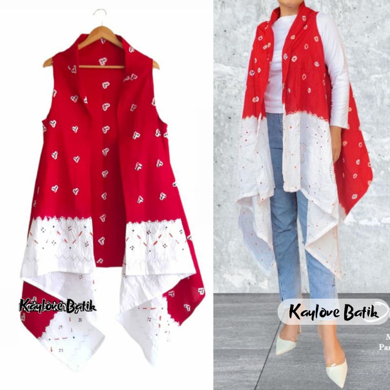 Outer Merah Putih | Vest Merah Putih Batik Jumputan